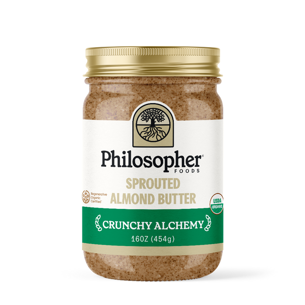 Image of 16 oz jar of Crunchy Alchemy flavor. See: 6 ounce jar alt text; same text as that product 