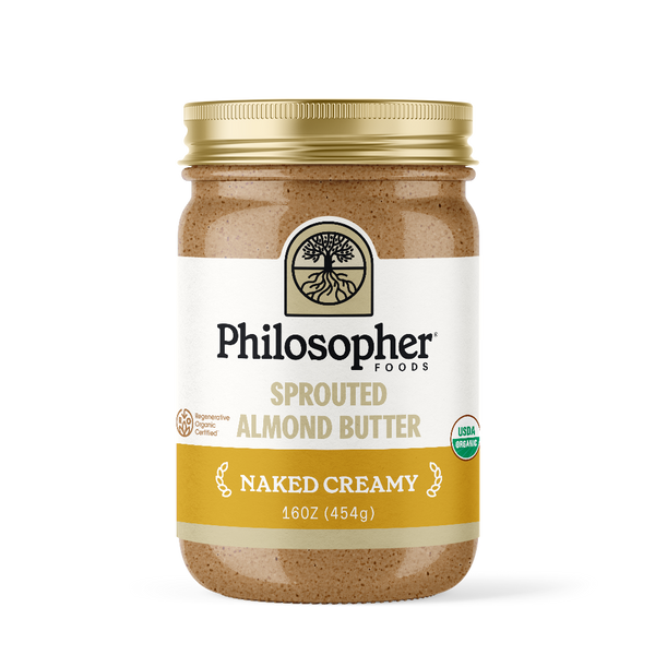 Image of 16 oz jar of Naked Creamy flavor. See: 6 ounce jar alt text; same text as that product 